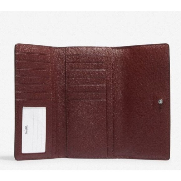 New Coach C5578 Slim Trifold Wallet Crossgain Leather Tangerine - Picture 3 of 3